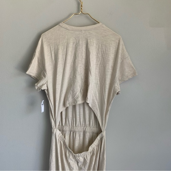 NWT Old Navy Waist Defined cutout-Back Slub-Knit Midi dress large tall beige - Picture 6 of 9